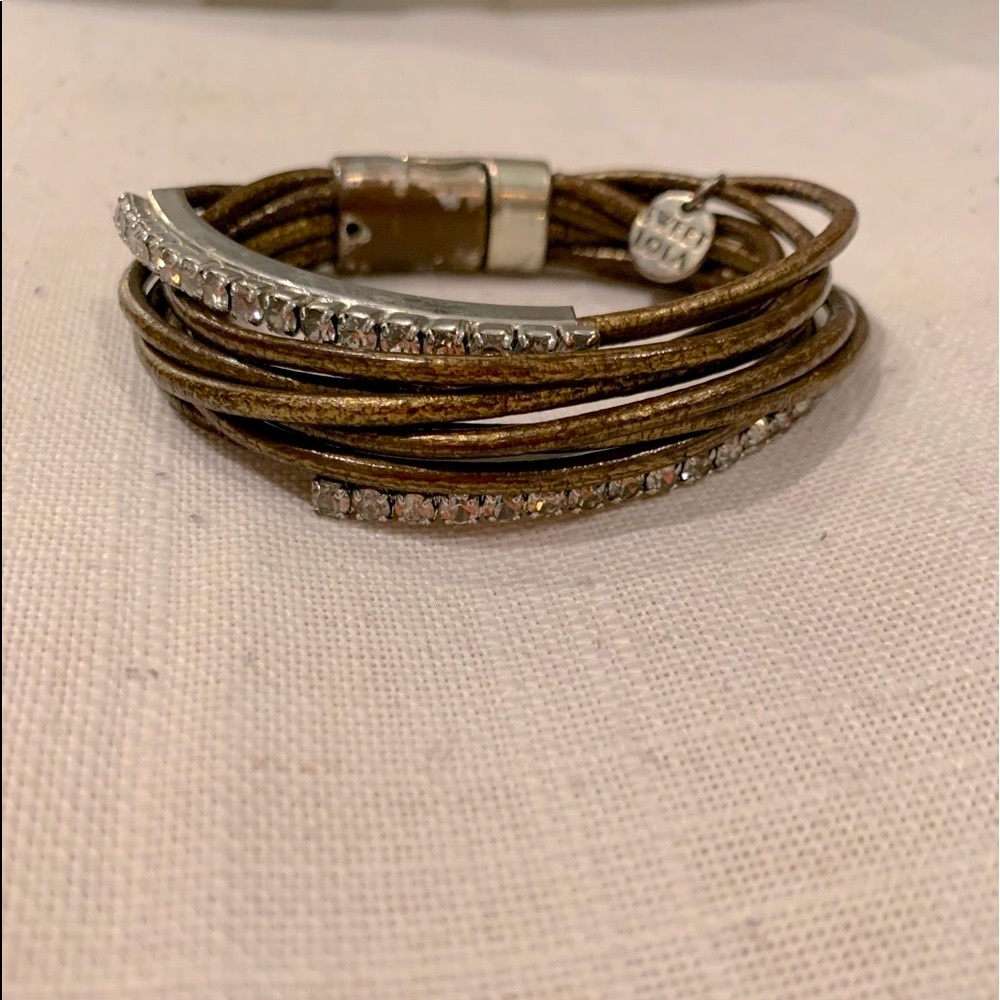 Sweet Lola Leather and Rhinestone Bracelet